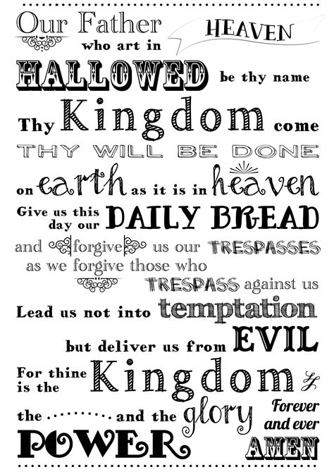 lords prayer printable coloring pages  father printable