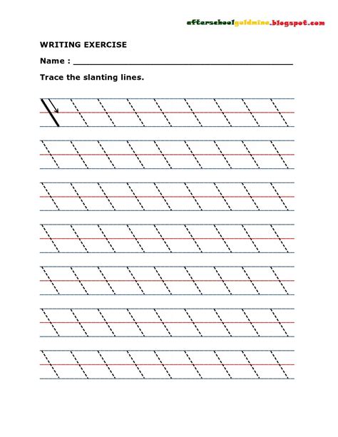 practice writing slanting  diagonal lines tracing worksheets