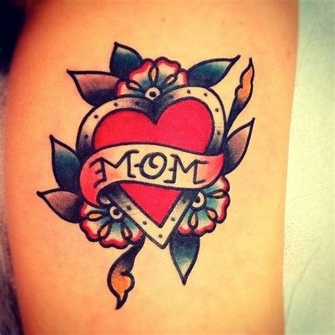 old school love mom heart shaped tattoo tattooimages