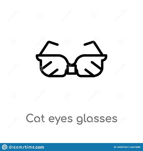 outline cat eyes glasses vector icon isolated black simple line