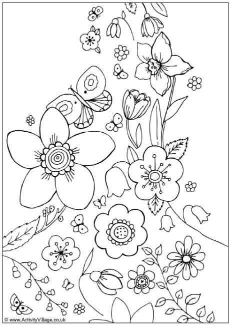 spring flowers colouring page spring coloring pages flower coloring
