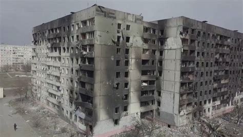 drone footage shows mariupol buildings decimated  russian bombing news ukraine war