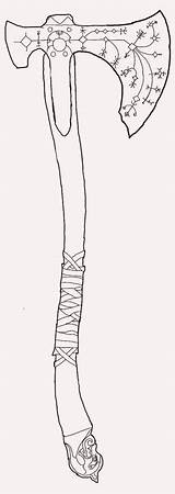 Axe Leviathan Kratos Norse Espadas Hacha Machado Sword Draw Weapons Lineart Branca Facas Tatuagens Brancas sketch template