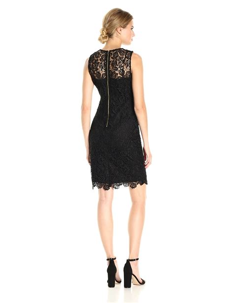 Calvin Klein Womens Sleeveless Lace Sheath Dress Black 10 For More