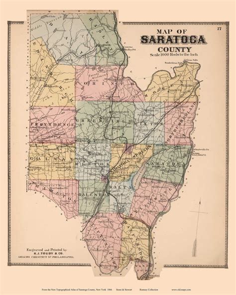 saratoga county  york   map reprint  maps
