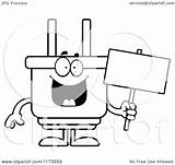 Plug Cartoon Mascot Holding Electric Sign Happy Coloring Clipart Thoman Cory Outlined Vector 2021 sketch template