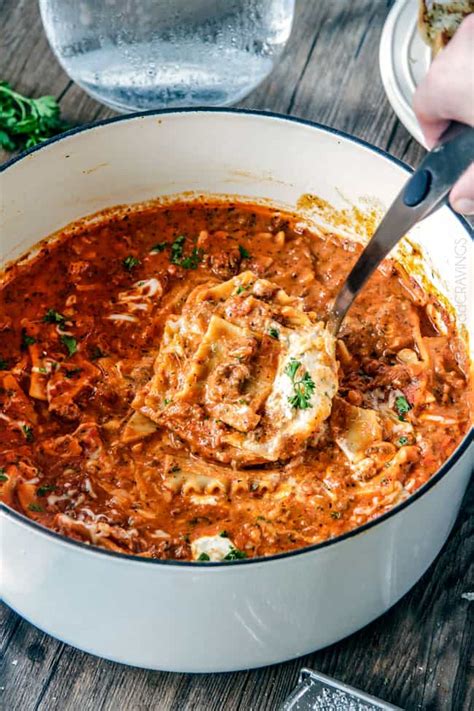 easy one pot lasagna soup carlsbad cravings
