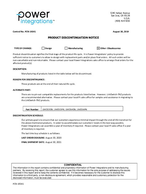 fillable  product discontinuation notice fax email print pdffiller