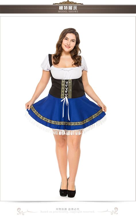 Plus Size 6xl Oktoberfest Beer Costume Fancy Dress Up Beer Girl Maid