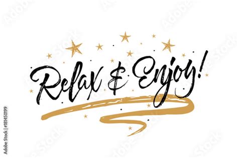 relax enjoy card beautiful greeting banner poster calligraphy inscription black text word gold