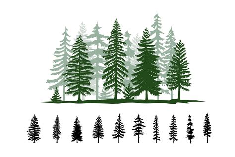 pine trees silhouette graphic  krustovin creative fabrica