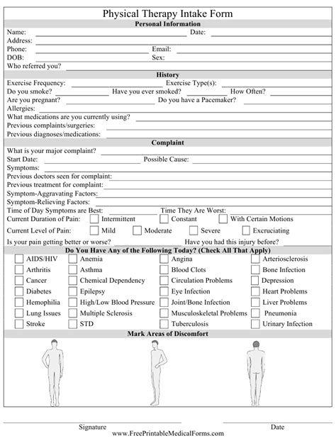 Physical Therapy Intake Form Download Printable Pdf Templateroller