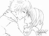 Couple Coloring Pages Cute Drawings Anime Kissing Girl Kiss Couples Webs Pencil Characters Chibi sketch template