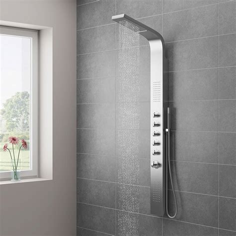 milan shower tower panel stainless steel thermostatic victorian plumbing