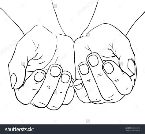 Hand Drawn Illustration Of Cupped Female Hands How To Draw Hands