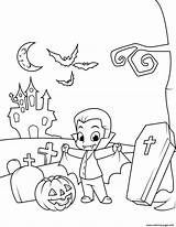 Dracula Halloween Coloring Count Pages Cute Cemetery Printable sketch template