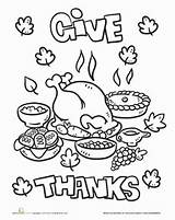 Thanksgiving Coloring Thanks Dinner Give Kids Worksheets Pages Worksheet Education Crafts Turkey Printable Preschool Drawing Activities Pie Mashed Potatoes Sheets sketch template