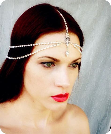 art deco headpiece vintage headdress rhinestone head piece bridal