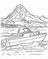 Coloring Boat Pages Boats Park Parks National Glacier Kids Printable Lake Motor Print Sheets Mountain Color Speed Power Go Printables sketch template