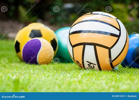collection   balls  grass stock image image  purple field