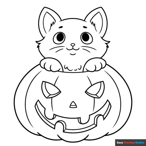 halloween cat coloring page easy drawing guides