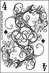Coloring Pages Cards Card Spades Deck Playing Tarot Suits Deviantart Queen Drawings Valentine Greeting Colouring Getcolorings Zodiac Colorings Search Getdrawings sketch template
