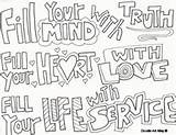 Coloring Pages Service Charity Fill Truth Mind Heart Life sketch template