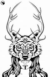 Coloring Wolf Adult Pages Head Colouring Mask Wolves Book Template Animal Getdrawings Antler Visit Adults sketch template
