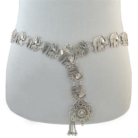 sexy turkish silver metal elephant shape belly chains boho ethnic