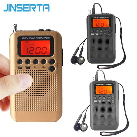 jinserta lcd digital amfm pocket radio portable mini speaker