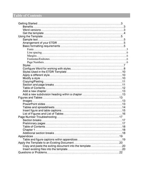 office table  contents template  template