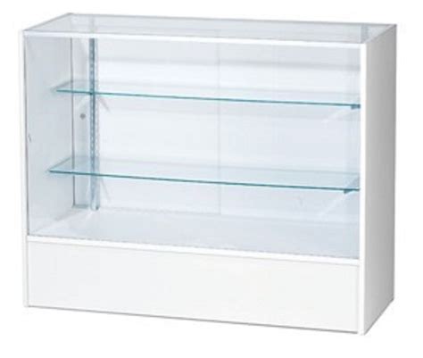Retail Glass Display Case Full Vision White 4 Showcase