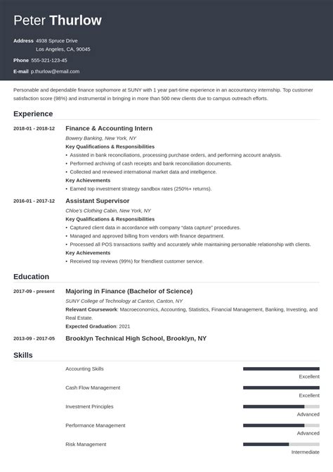 college student resume template  internship resume examples