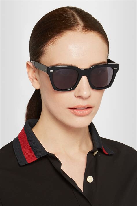 gucci square frame acetate sunglasses in black lyst