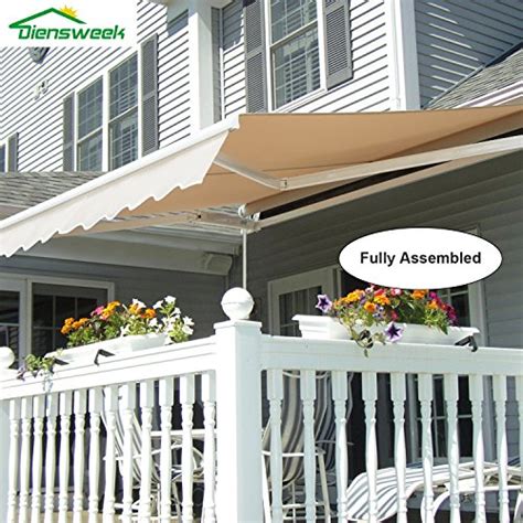 diensweek  patio awning retractable manual commercial grade   ployester window