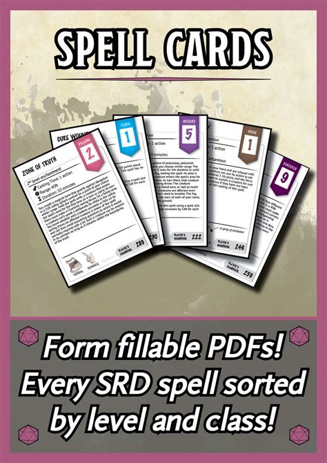 dd printable spell cards printabletemplates