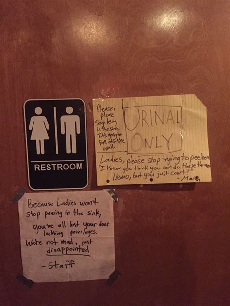 girls please don t piss in the sink spotted on a bar toilet door