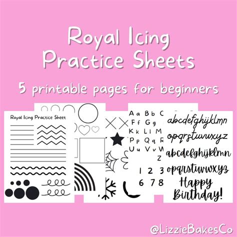 royal icing practice sheet printable piping practice sheet etsy