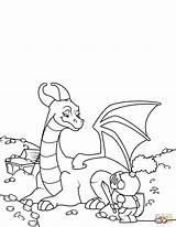 Dragon Coloring Treasure Knight Pages Guarding Printable Dragons Drawing Colour Cute Book Animals Supercoloring sketch template