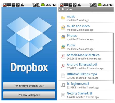 dropbox  dropbox android ios symbian tutorial   mobiles