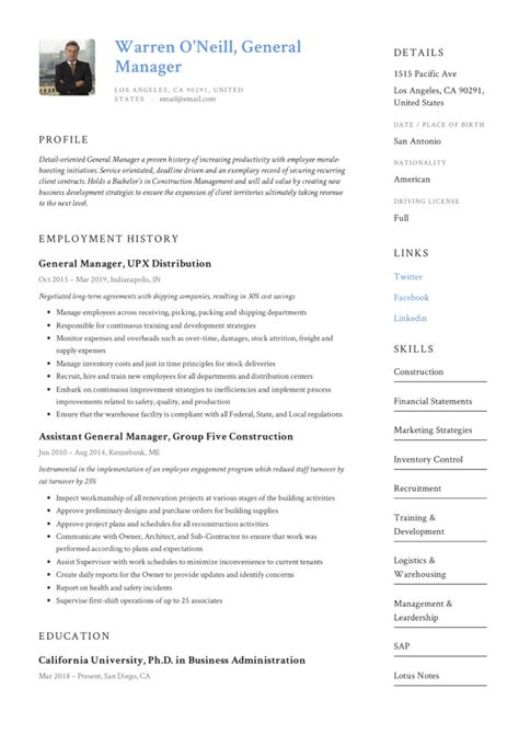 General Manager Resume And Guide 12 Examples Pdf 2023