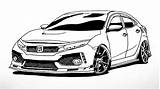 Civic Honda Drawing Type Car Draw Modifiyeli çizimi sketch template
