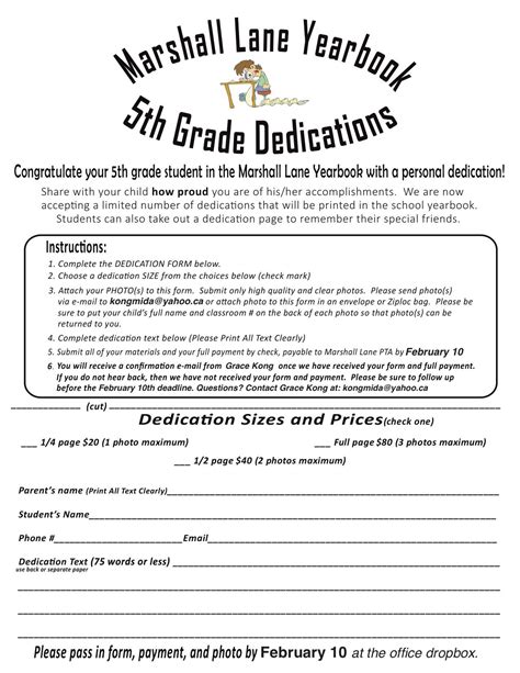 grade yearbook dedications marshall lane elementary school