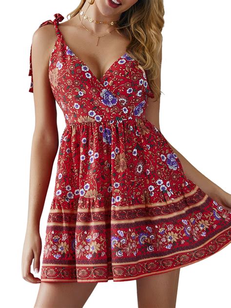 sexy dance womens summer beach short mini dress sundress boho floral