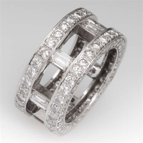 Heavy Mens Platinum Diamond Wide Band Ring Luxury Wedding Rings