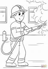 Firefighter Coloring Cartoon Pages Fire Fighter Printable Firefighters Kids Drawing Sheets Helpers Book Work Colorings sketch template