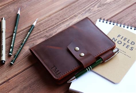 field notes leather cover personalized etsy