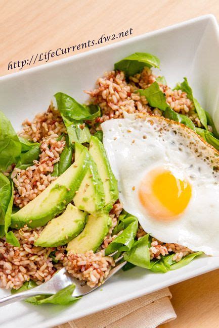 asian volcano rice with spinach avocado and fried egg by life currents recipes cookbook