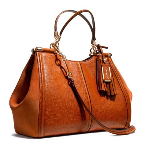 lyst coach madison caroline satchel in buffalo embossed leather in brown