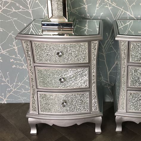 Silver Mirrored Crackle Glass Bedroom Set Picture Perfect Home